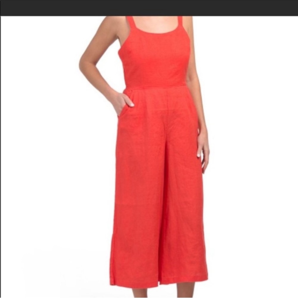 Cynthia Rowley 100% linen jumpsuit Red Size 2